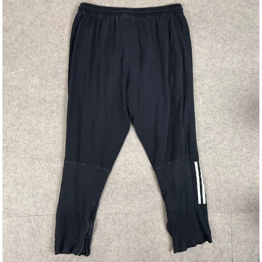 Adidas Training Pants XL Joggers Black Tapered Mesh Ankle Zip DH9093